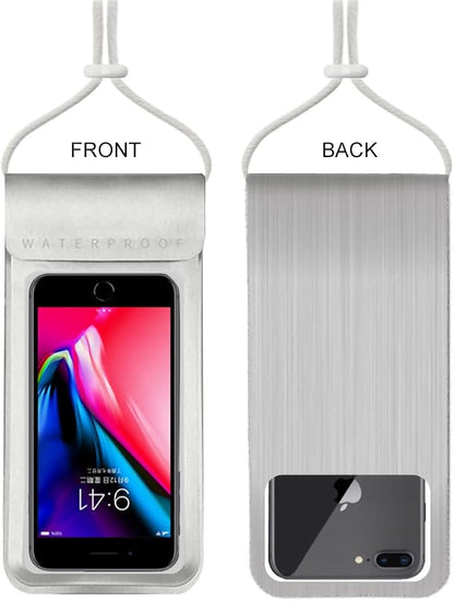 Waterproof Phone Pouch,IPX8 Waterproof Phone Case Bag Holder Dry Pouch for iPhone 13 Pro Max/13 Pro/13/12/12 Pro Max/11/11 Pro Max/Xs Max/XR to 6.9" for Kayaking Swimming Beach(Silver)