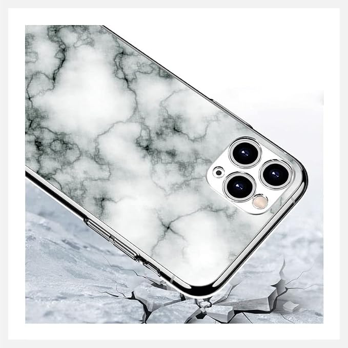 Cover for ZTE Blade A73 (6.52 inch) Case + Screen Protector，Tempered Glass 9H Hardness Protective Film and Soft Silicone Bumper Shell Transparent TPU Phone case -Marble