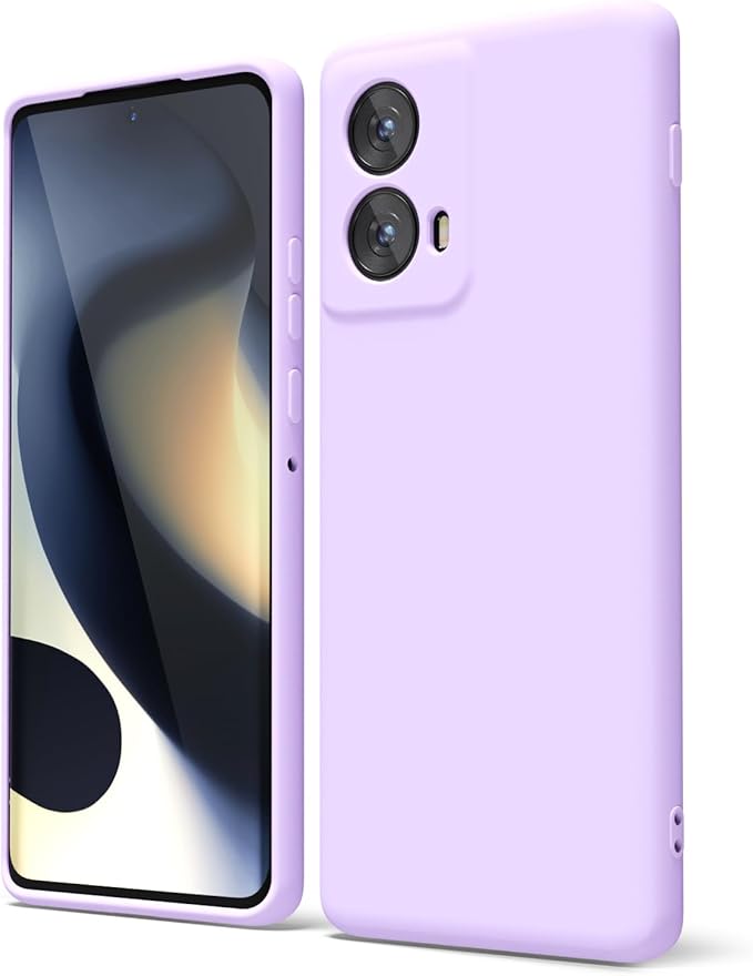 oakxco for Motorola Moto Edge 2024 Phone Case Liquid Silicone, Thin Slim Soft Rubber Gel TPU Plain Protective Simple Cover for Women Girl Cute, Matte Solid Color Aesthetic, Lilac Purple Lavender