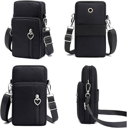Cellphone Little Crossbody Purse Bag Armband for iPhone 15 14 13 12 Pro Max, Samsung Galaxy Note 20 S24 S23 S22 S21 S20 Ultra Plus Fe A15 5G A13 A14 A54 5G A53 A32 A03S A05S A71 Pixel 8 7 Pro (Black)