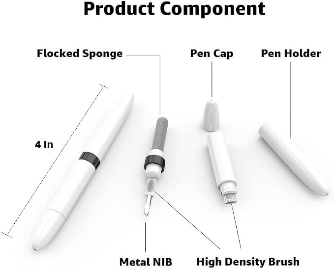 Dual-Brush Earbud Cleaning Pen | 4-in-1 Pro Kit for Precision & Durability, Tool Compatible with Airpods, Galaxy Buds, All Wireless Headsets -Black