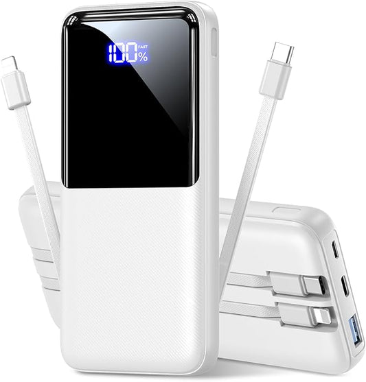 Portable Charger Power Bank - 15000mAh Battery Pack Portable Phone Charger with Built in Cable 22.5W Fast Charging Powerbank Compatible with iPhone Android Samsung Phone, Travel Camping Essential