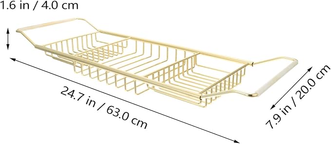 Cabilock Telescopic Bathtub Rack Adjustable Anti-Slip Bath Caddy Tray for Home Use Holds Books Wine Glasses and Phones 24.80X7.87X2.75 Inch