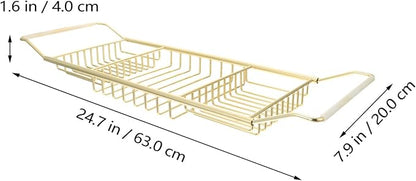 Cabilock Telescopic Bathtub Rack Adjustable Anti-Slip Bath Caddy Tray for Home Use Holds Books Wine Glasses and Phones 24.80X7.87X2.75 Inch
