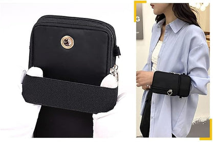 Zipper Crossbody Bag, Women Shoulder Pouch Wallet Purse Armband for iPhone 14 13 12 11 XR Samsung Galaxy S22 S21 FE Pixel 6