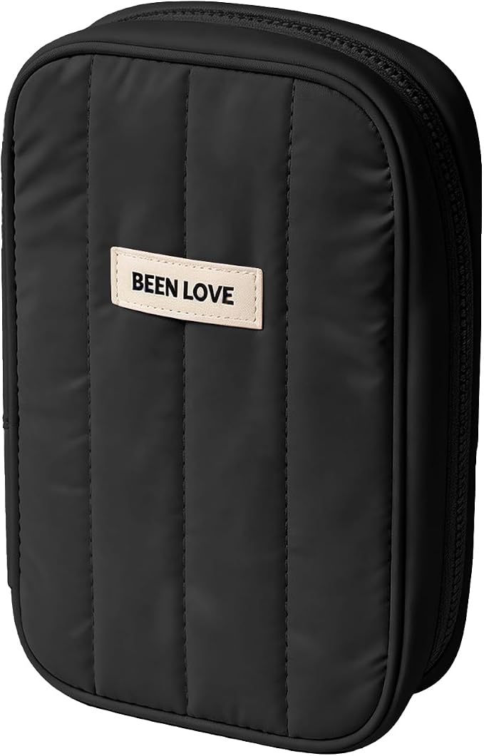 Cable Organizer Pouch, Splashproof Electronics Travel Organizer Multifunctional Portable Charger Case with Zipper (Black)