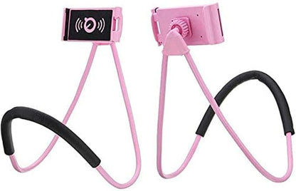 Chapter Seven Universal Smart Mobile Phone Stand,Hanging on Neck Cell Phone Mount Holder, Flexible Lazy Bracket DIY Free Rotating for Multiple Functions (Black) (Pink)