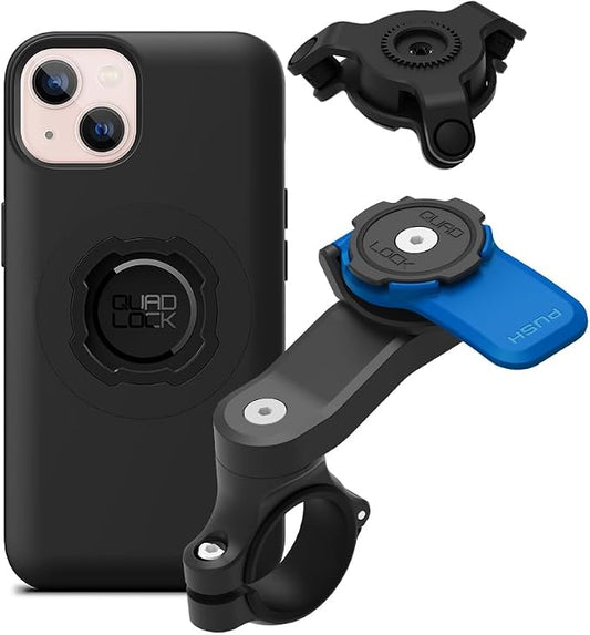 Quad Lock Motorcycle Handlebar Mount Kit with Vibration Dampener and MAG Phone Case for iPhone 13