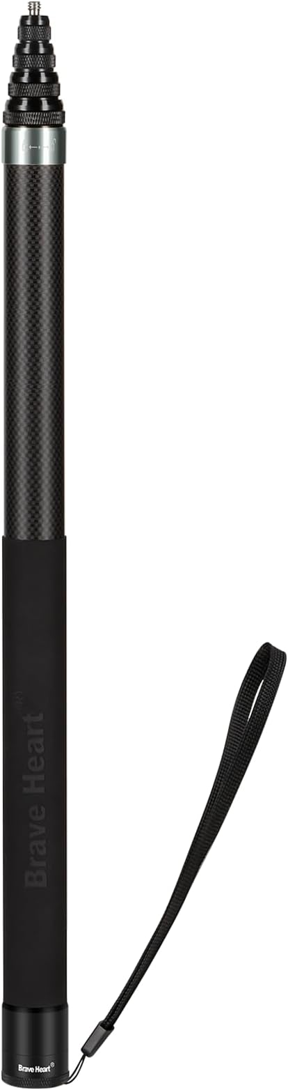 118"/3m, 9.8ft Extended Super Long Invisible Carbon Fiber Selfie Stick for Insta360 x5 Insta 360 x5 X4 X3 ONE X2 R X GO 3S 3 2 Action 360 Camera Accessories (17 to 118") (Grey)