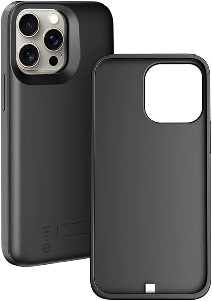 16 Battery Case 5000Mah with Wireless Charging, Liquid Silicone, Dual Input, and Led Display