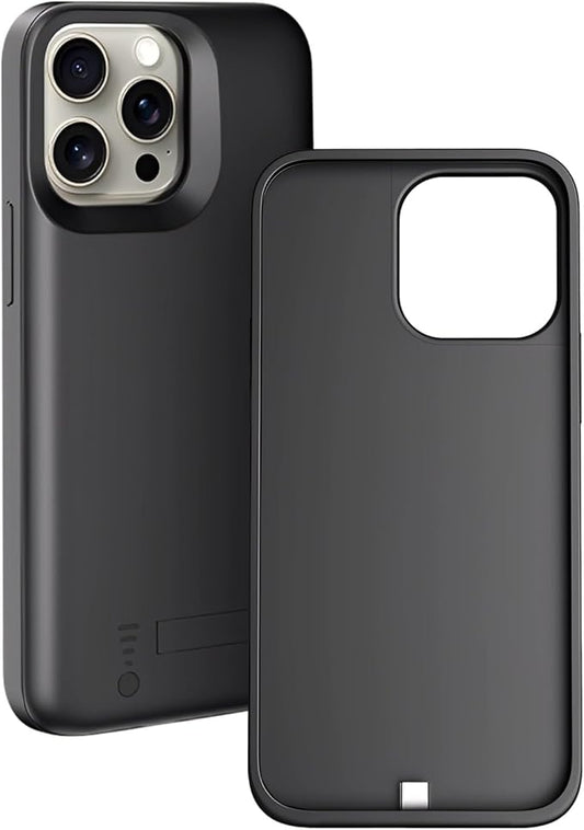 16 Battery Case 5000Mah with Wireless Charging, Liquid Silicone, Dual Input, and Led Display