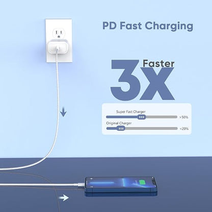Compatible with iPhone 14 Charger Fast Charging,Fast Charger 2Pack 10Foot Extra Long Braid Woven Cable Cord with PD Charging Block Cube Compatible with iPhone 14/13/12 Pro/12 Pro Max/11