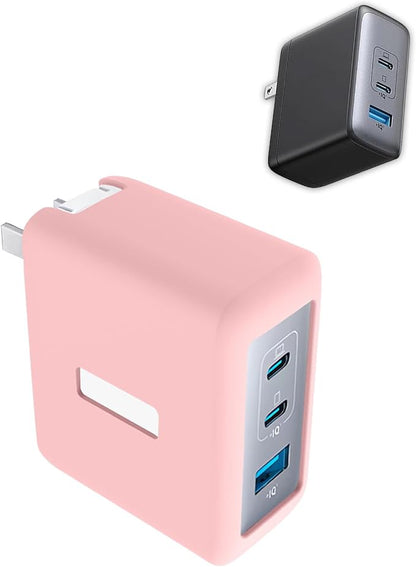 Silicone Protective Case for Anker Nano 100W USB-C Charger, Full-Body Protective Cover with Precise Cutouts, Shockproof Dustproof Charging Block Protector Sleeve & Scratch-Resistant Sleeve (Pink)