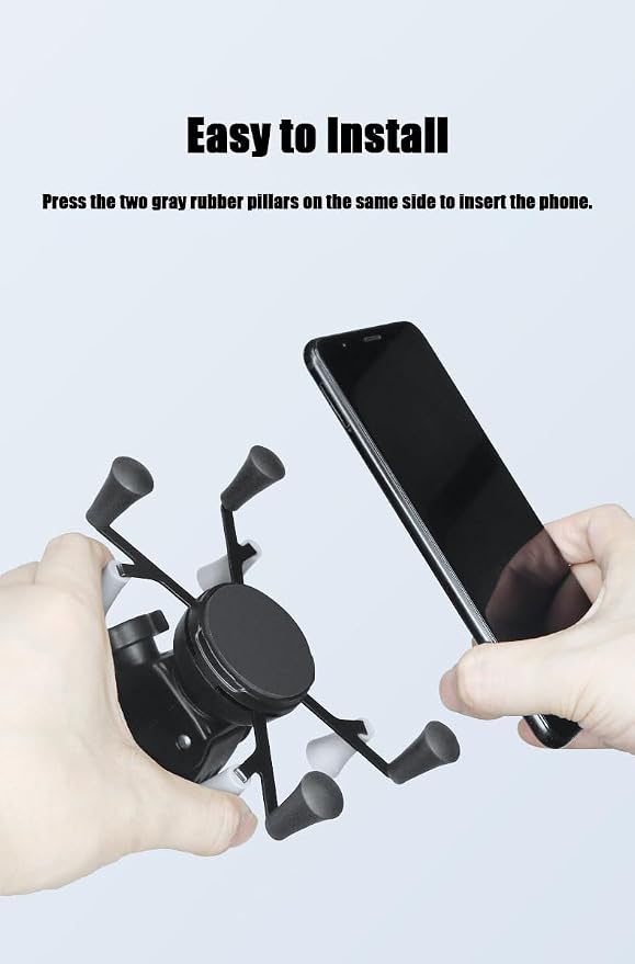 Strg Phone Mount with Clamp for Rails 1.0" to 2.0" in Diameter, Motorcycle Bike Phone Holder for Bike Motorcycle ATV/UTV Handlebar and More Rails (Clamp Pitch Diameter: 1.0" to 2.0")