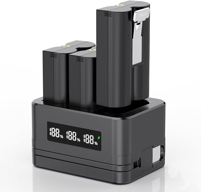 Charging Station for Ring Battery,3 Pack 3.65V 6040mAh,3-Slot LED Display Charger with Type-C Cable,Compatible with 2/3/4/Plus/Spotlight/Stick Up Cam Batteries and Others