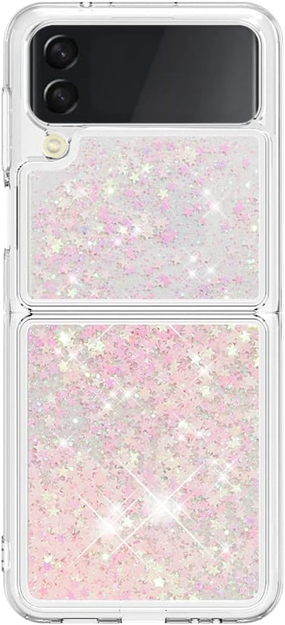 Galaxy Z Flip 4 5G Liquid Floating Case, Galaxy Z Flip 4 Bling Cases, Liquid Floating Sparkle Colorful Glitter Waterfall Soft TPU Protective Shockproof Case Compatible with Samsung Galaxy Z Flip 4