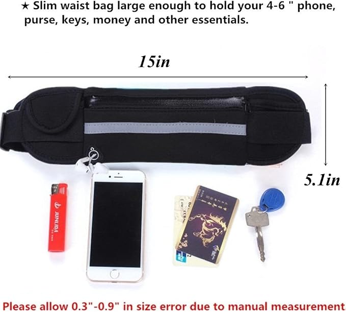 Slim Running Belt for Women Men,Runners Fanny Pack Phone Holder,Run Pouch Waist Belt for Workout Jogging,Money Belt Running Gift Gear Accessories(Black)