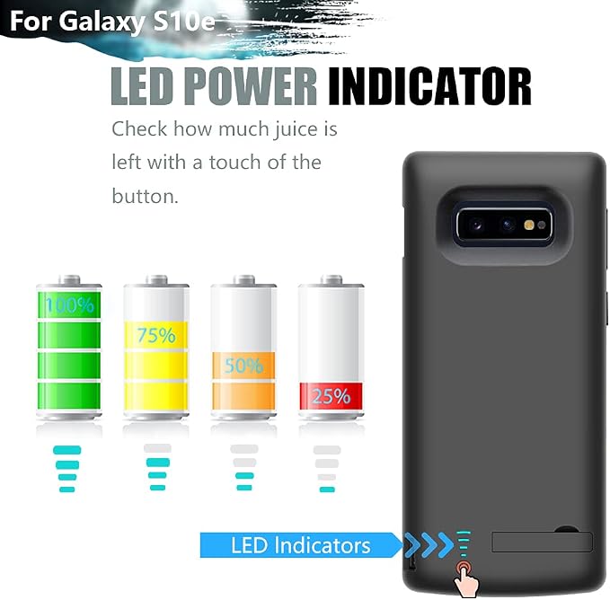 Sitong [Upgraded Battery Case for Samsung Galaxy S10e, 5000mAh Rechargeable Extended Battery Charging Charger Case, Add 1.2X Extra Juice (5.8 inch for Galaxy S10e) Black