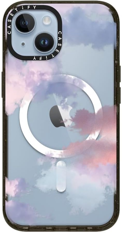 CASETiFY Impact iPhone 14 Case [4X Military Grade Drop Tested / 8.2ft Drop Protection/Compatible with Magsafe] - Clouds - Glossy Black