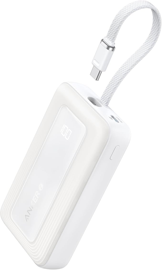 Anker Zolo Power Bank (2025 Upgraded Version), 20,000mAh 30W High-Speed Portable Charger with Built-in USB-C Cable, Battery Pack for iPhone 17/16 / 15 Series, Galaxy, and More