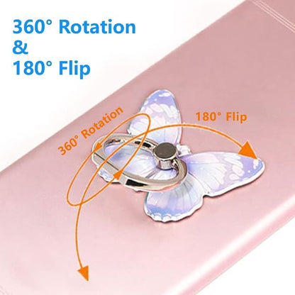 Kinizuxi Cell Phone Ring Holder Stand, Cute Butterfly Phone Ring Grip Holder 360° Rotation Finger Kickstand Compatible with All Smartphones Tablet(1Pack Purple)