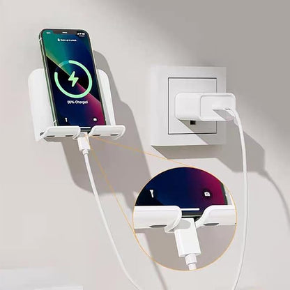 Upgraded Shower Phone Holder with 3pcs Adhesive Sticker | Adjustable Wall Mount Cell Phone Stand Compatible with iPhone or Other Smartphones | Phone Stand for Bed Kitchen Bathroom (White)