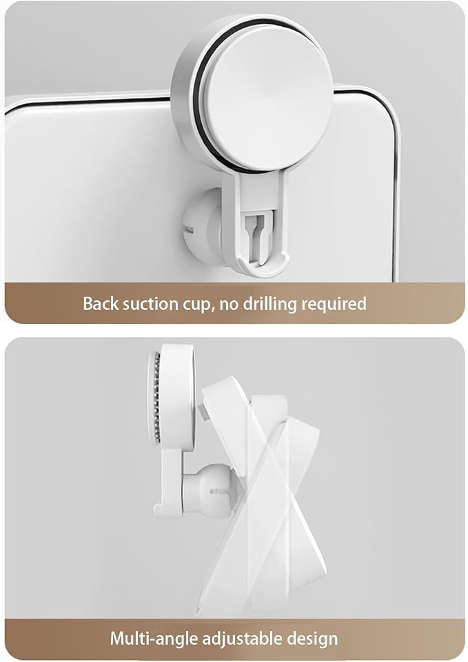 Waterproof Shower Phone Holder with Suction Cup, 360° Rotation Anti-Fog HD Touch Screen, IPX6 Wall Mount for Bathroom Bathtub Kitchen, for iPhone/Samsung (Up to 7") - 1 Pack