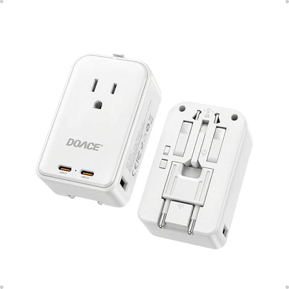 DOACE Pico 45W Travel Adapter, 5-Port Universal Power Adapter 1 AC, 2 USB C and 2 USB-A, International Plug Adaptor Worldwide for US to European UK Italy Spain New Zealand Over 200 Countries