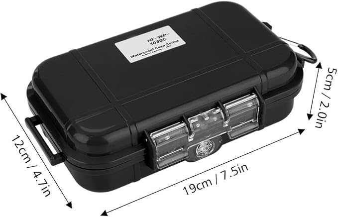 Tiiyee Small Waterproof Boxes of Plastic Case Shockproof Airtight Container Case Portable Airtight Carry Box Black Dry