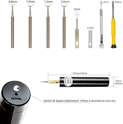 Damaged Screw Removal for Cell Phone Rechargeable Broken Screw Extractor Kit for iPhone Cell Phone Repair Tool 4 Size Grinding Heads Portable Screw Extractor for Laptop/Pad Electronic Products