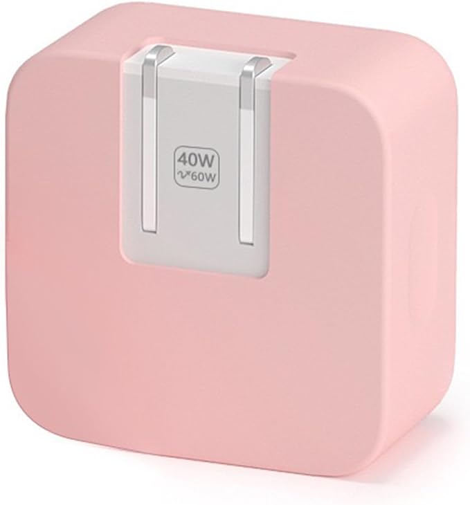 40W Dynamic (up to 60W) Soft Silicone Charger Protector Case for iPhone 17/16 Pro/Max, 40W Dynamic Power Adapter Sleeve Cover for MacBook Air 13 13.6 15 inch M4 M3 M2 M1 Chip 2025-2018 Release, Pink