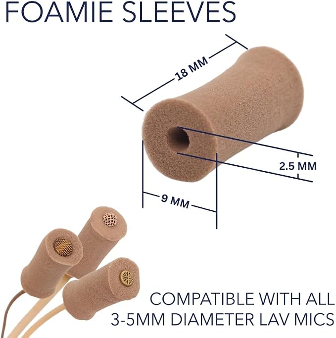 URSA Foamie Sleeves for Lavalier Microphones – Discreet Mic Covers to Reduce Clothing Noise, Protect Against Sweat & Light Wind – Pack of 12 (Caramel)