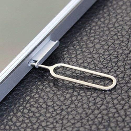 eTECH Collection Sim Card Tray Remover Eject Pin Key Tool for iPhone iPad Samsung Galaxy Smart Phone/Tablet and More (Silver) (50 Pack)