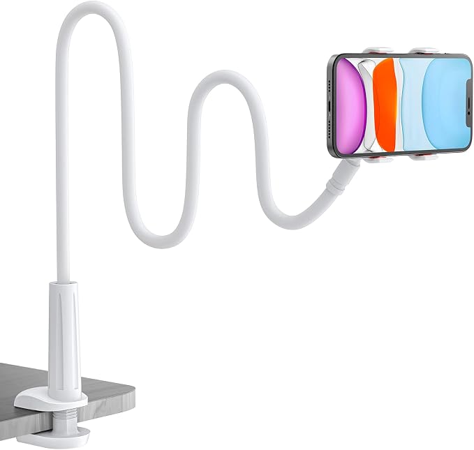 Gooseneck Phone Holder for Bed, Flexible Lazy Arm Mount 360 Adjustable Mobile Phone Clamp Bracket Stand Desk for iPhone 12 Mini 13 12 Pro 11 Pro Xs Max XR X 8 7 6 Plus, Samsung S20 S10 S9, Smartphones