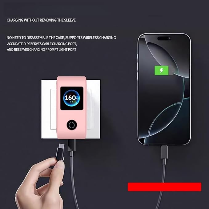 Protective Silicone Skin Cover for UGREEN 160W Charger Soft Durable Dustproof Anti-Scratch Shockproof Drop-Resistant Sleeve Case Accessories (Pink)