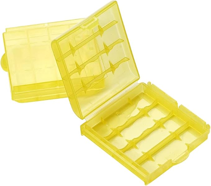 Heyiarbeit Battery Storage Case Holder Box for 4 AA Batteries or 5 AAA Batteries, Yellow Color (2 Pack)
