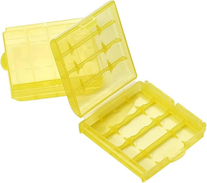 Heyiarbeit Battery Storage Case Holder Box for 4 AA Batteries or 5 AAA Batteries, Yellow Color (2 Pack)