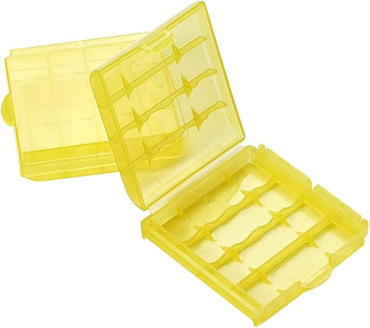 Heyiarbeit Battery Storage Case Holder Box for 4 AA Batteries or 5 AAA Batteries, Yellow Color (2 Pack)