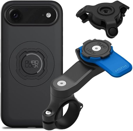 Quad Lock Motorcycle Handlebar Mount Kit with Vibration Dampener and MAG Phone Case for iPhone 17 Air