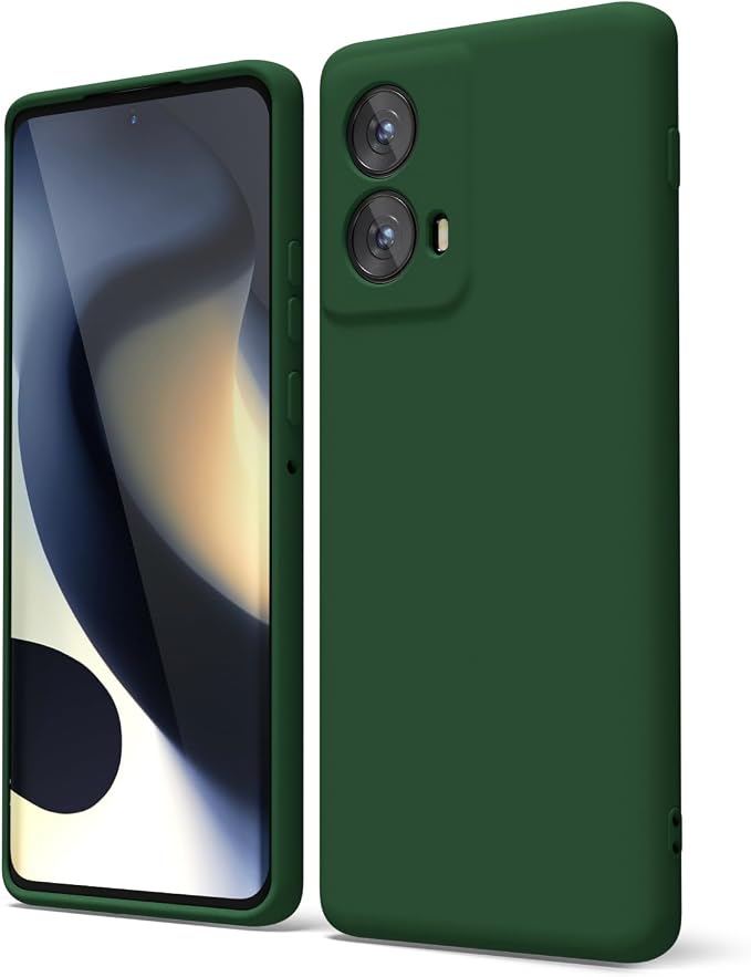 oakxco for Motorola Moto Edge 2024 Phone Case Liquid Silicone, Thin Slim Soft Rubber Gel TPU Plain Protective Simple Cover for Women Girl Cute, Matte Solid Color Aesthetic, Dark Green