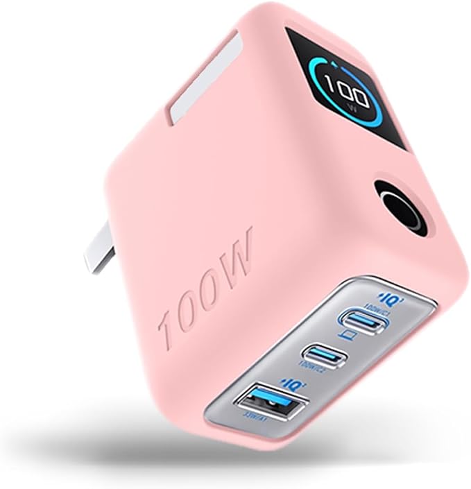 for Anker 100W Charger Silicone Case Cover, Shockproof/Waterproof/Dustproof, Scratch-Resistant, Chargeable Without Removal (Pink)