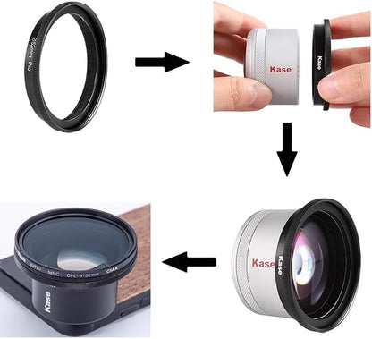 Kase Master Macro Phone Camera Lens Pro with 52mm Filter Adapter Ring for iPhone 17 16 15 14 13 12 Pro Max Samsung Android, Shoot Distance 40-85mm