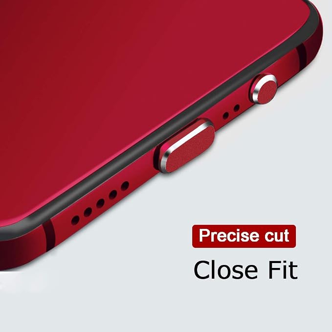 USB C Port Dust Cover Plug Cap 2 Metal Anti Dust Protectors for Smartphone MacBook Pro Air Charging Port Compatible with Samsung Galaxy S24 S23 S22 S21(Red)