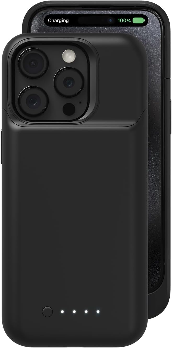 Mophie Juice Pack iPhone 15 Pro Battery Case - Legendary Power & Protection - Up to 50% Extra Battery, 6ft Drop Safety, Eco-Friendly Design, Black