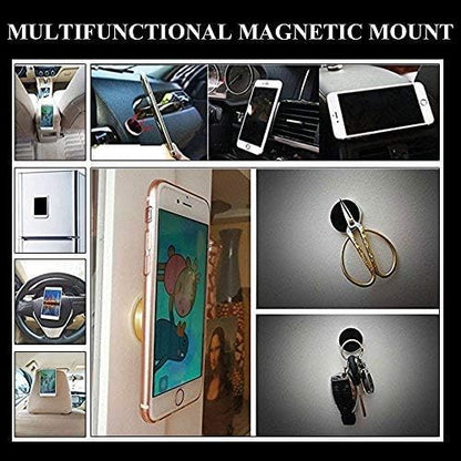 Magnetic Phone Mounts 2 Pack with 3M Adhesive. Black Flat Cell Phone Holder for Car Dashboard, Truck, Wall, Mirror, Table. Universal Low Profile Stick on Magnet Set for Tablet Smartphone, Mobile
