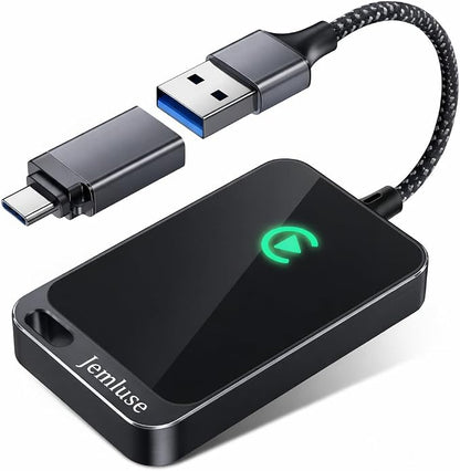 Jemluse Wireless CarPlay Adapter for Apple iPhone - Multi-User Seamless Connection for Convert Wired to Wireless Car Play Adapter - No Latency from iOS 10+ to Screen w/USB C(Charcoal)