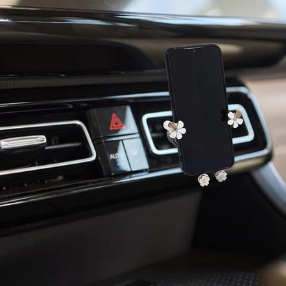 Car Cellphone Holder Adorable Car Phone Holder Cute Phone Holders for Your Cars Elegant Flower Crystal Air Vent Phones Holders Cars Phones Mount with Sturdy Air Vent Clip for Smartphone