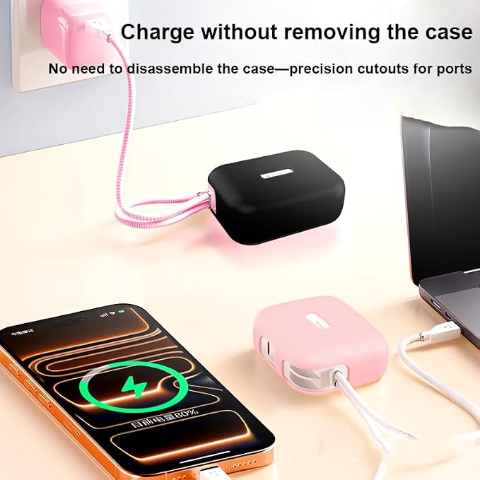 Soft Liquid Silicone Protective Cover for TORRAS EasyGo Power Bank 45W 10000mAh Anti-Scratch Shockproof Drop-Resistant Damage-Proof Dustproof Washable Full-Body Sleeve Case Accessories (Black)