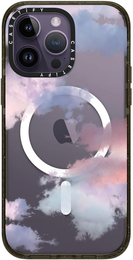 CASETiFY Impact iPhone 14 Pro Max Case [4X Military Grade Drop Tested / 8.2ft Drop Protection/Compatible with Magsafe] - Clouds - Glossy Black