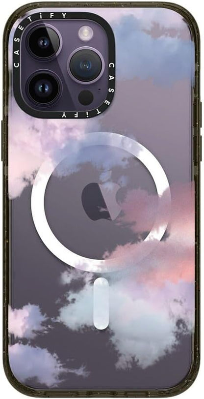 CASETiFY Impact iPhone 14 Pro Max Case [4X Military Grade Drop Tested / 8.2ft Drop Protection/Compatible with Magsafe] - Clouds - Glossy Black